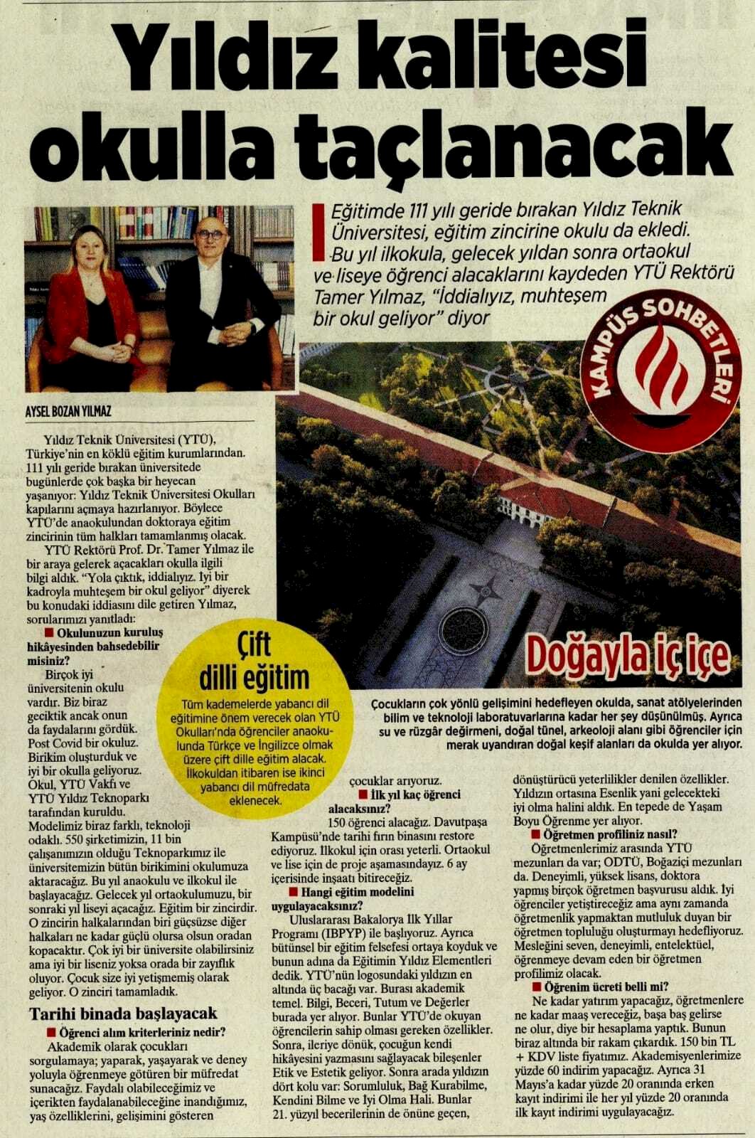 Milliyet Gazetesi Röportaj - YTÜ Rektörü Tamer Yılmaz